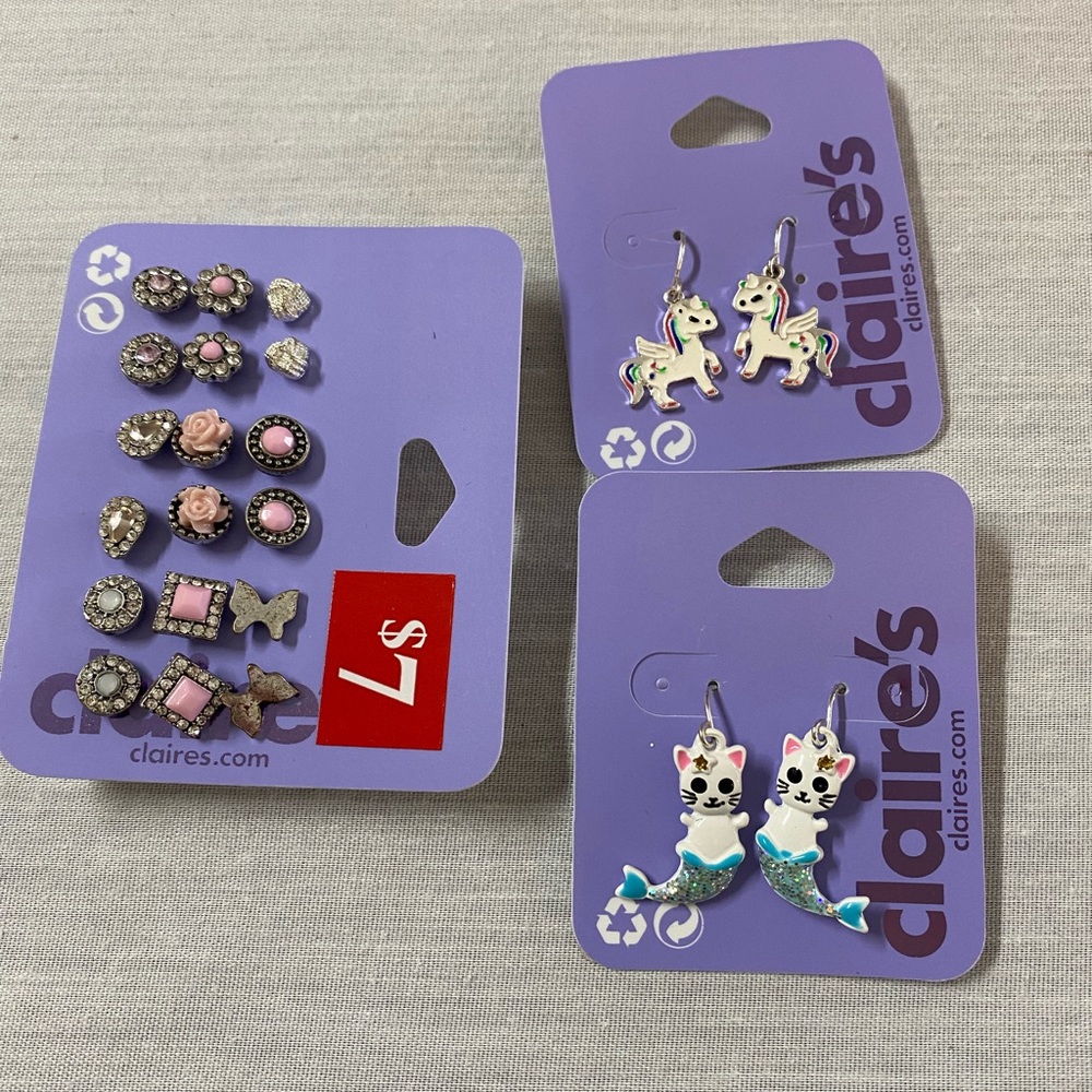 Bundle of Girl’s Earrings - Claire’s Brand - 11 Pairs of Earrings